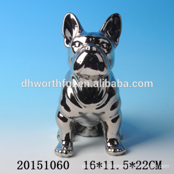 Decorative electroplated silver dog statue for home decoration